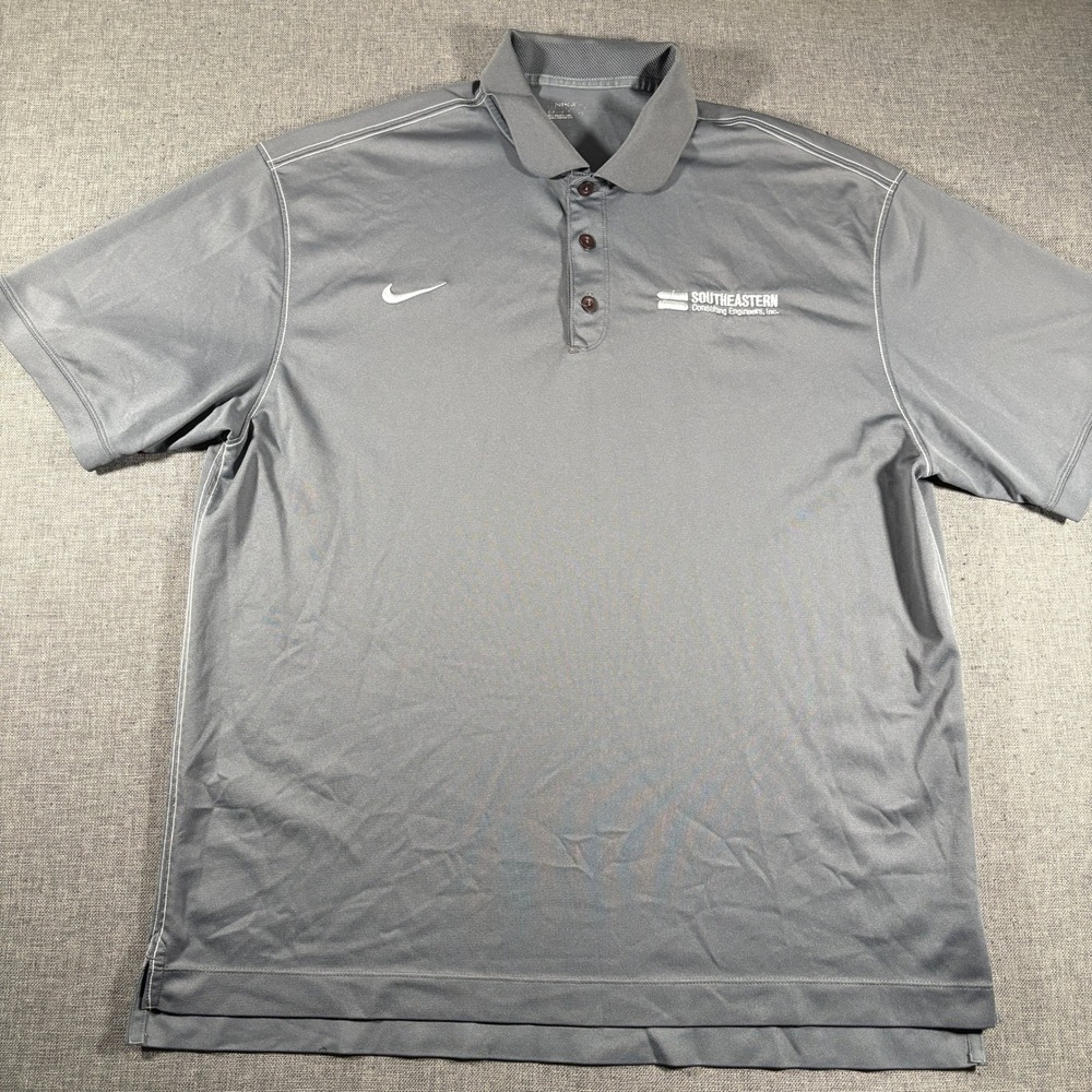 Nike Golf Polo Shirt Mens‎ XL Gray Dri-FIT Short Sleeve Lightweight Stretch Logo